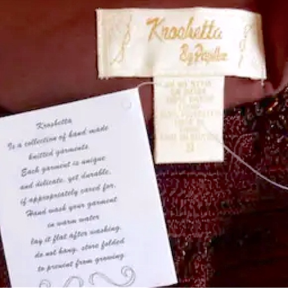 $340 Krochetta Papillon Beaded Crochet Gown Small 2 4 Hand Made Embroidered NWT - Picture 14 of 16